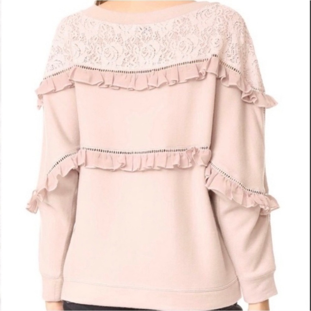 Love Sam Cottagecore Coquette Lace Ruffle Dolman Sleeve Pullover Top Shirt Small